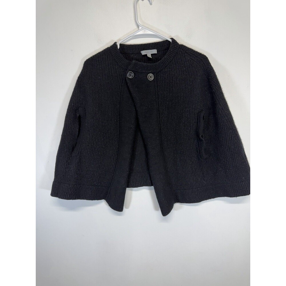 classiques enrier Women Cropped PonchoWool Knit Cardigan Wool Cashmere Black S/m